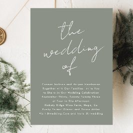 Anpassningsbar Sage Grönt White Namn Modern Bröllo Inbjudningar