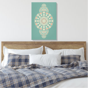Anpassningsbar Sage & Sand Retro Ornamental Mandal Canvastryck