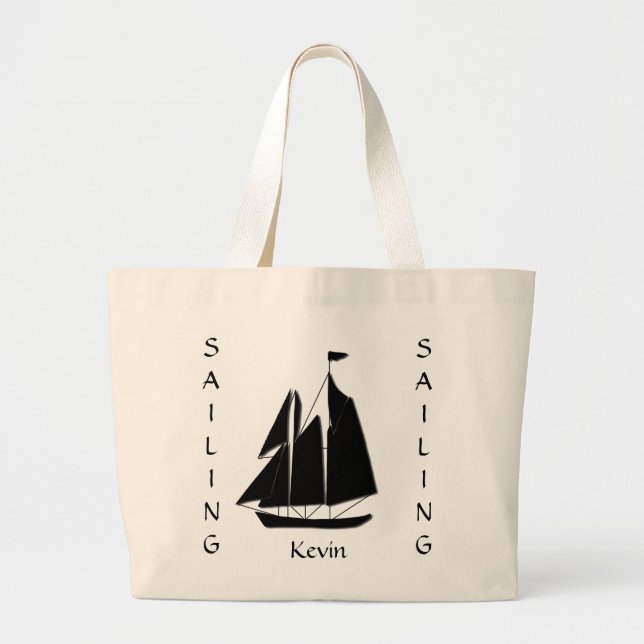 Anpassningsbar Sailboat Sea Silhouette Tote Bag Jumbo Tygkasse (Framsidan)