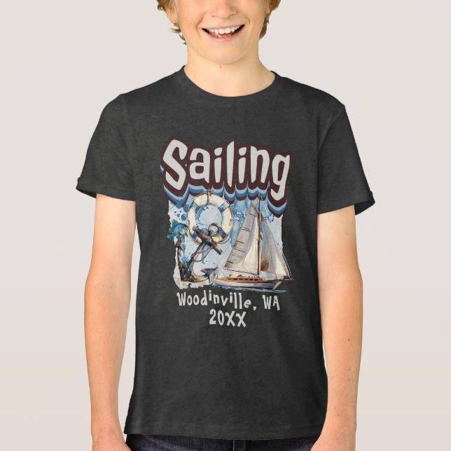 Anpassningsbar Sailing Älskare Sailor Location Dat T Shirt (Framsida)