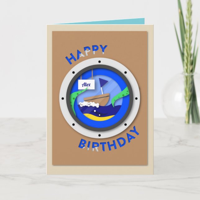 Anpassningsbar Sailor Birthday Card Kort (Framsida)
