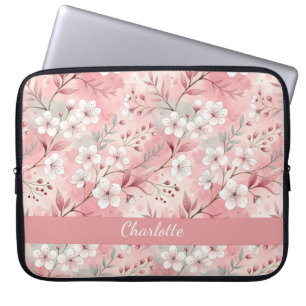 Anpassningsbar Sakura Flower Mönster Rosa Laptop Fodral