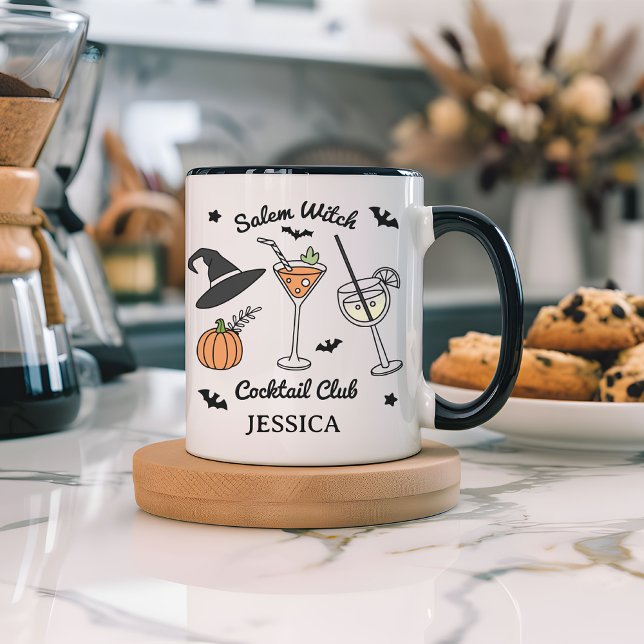 Anpassningsbar Salem Witch Cocktail Klubb Mugg för (personalized Halloween mug for coworkers, custom witch mug, spooky coffee mug, witchy gift for her,)