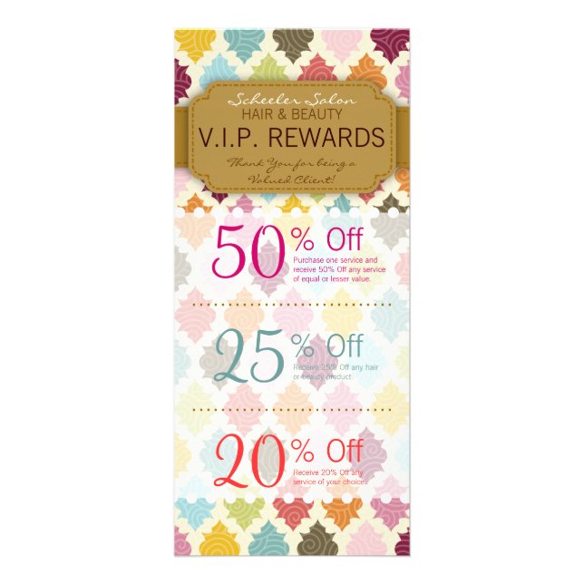 Anpassningsbar Salon Coupons Specials färglös Quat Reklamkort (Framsidan)