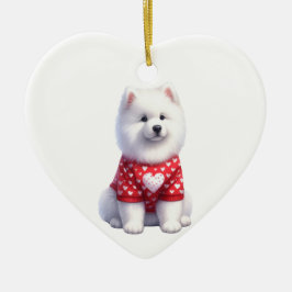 Anpassningsbar Samoyed Hund Valentine Julgransprydnad Keramik
