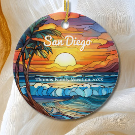 Anpassningsbar San Diego Faux Stached Glass Julgransprydnad Keramik