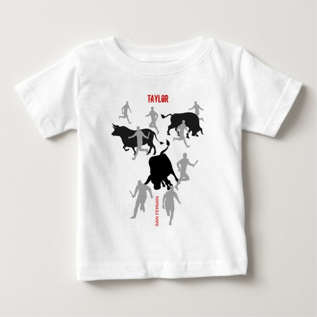 Anpassningsbar, San Fermin Pamplona, encierro/bull T Shirt (Framsida)