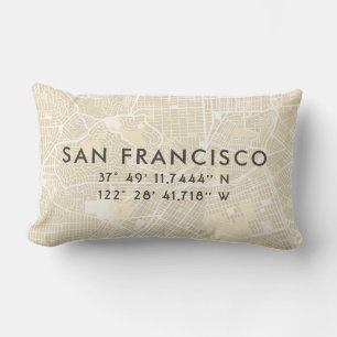 Anpassningsbar San Francisco Karta Beige Lumbarkudde