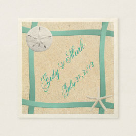 Anpassningsbar Sand Dollar Beach Wedding Papper Na Pappersservett