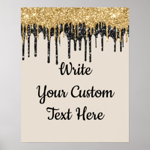 Anpassningsbar Sand Tan Guld Glitter Birthday Phot Poster