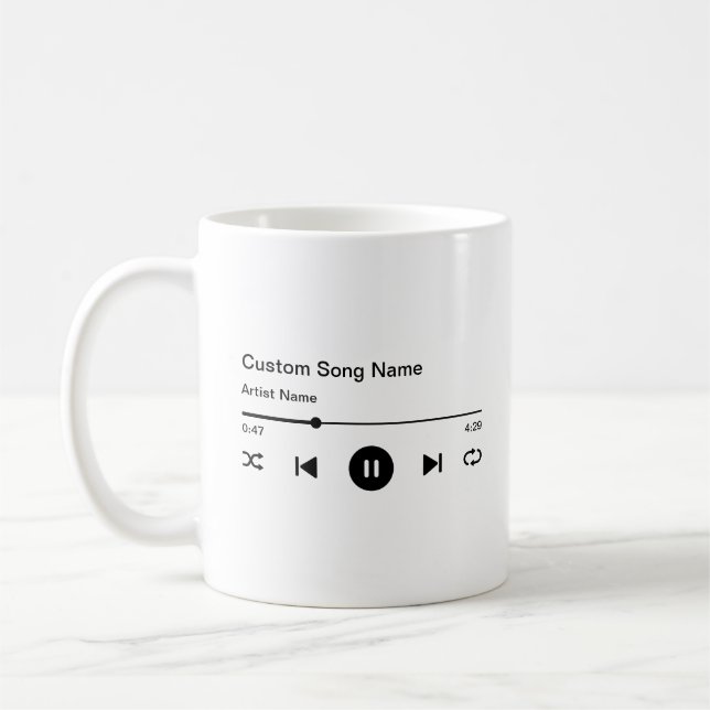 Anpassningsbar Sång Namn Title och Artist Music Pl Kaffemugg (Vänster)