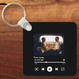 Anpassningsbar Sång QR-kod med Bild Personlig Nyck Nyckelring