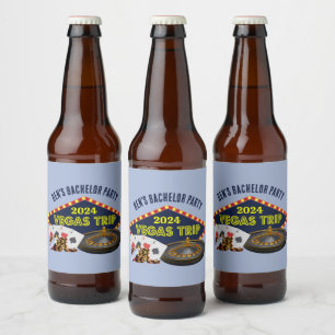 Anpassningsbar Sängkantsfest Las Vegas-resa Casino Ölflaska Etikett