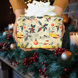 Anpassningsbar Santa and Snögubbars jul Presentpapper