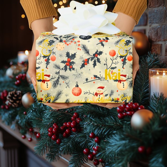 Anpassningsbar Santa and Snögubbars jul Presentpapper (Skapare uppladdad)