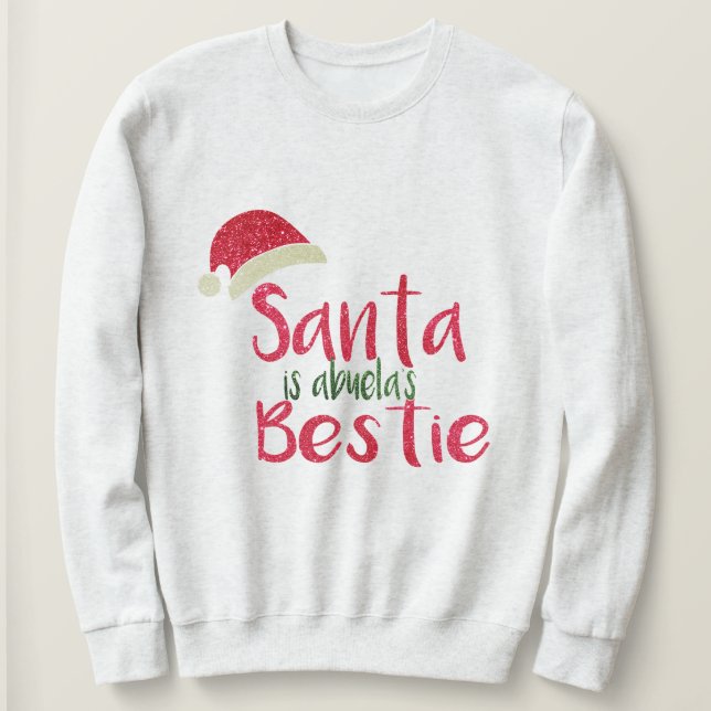 Anpassningsbar Santa är min Bestie, bästa julafton T Shirt (Design framsida)