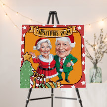 Anpassningsbar Santa Couple Caricature i Orange ra