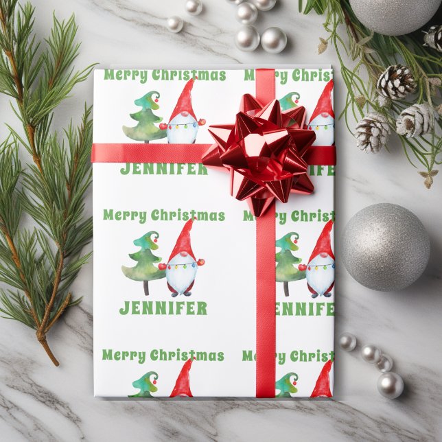 Anpassningsbar Santa Gnome Jul Wrapping Papprare G Presentpapper (Skapare uppladdad)
