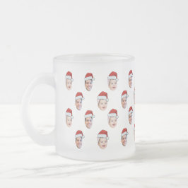 Anpassningsbar Santa Hat Ansikte jul Gift 2 Foton Frostad Glasmugg