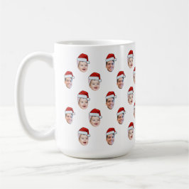 Anpassningsbar Santa Hat Ansikte jul Gift 2 Foton Kaffemugg