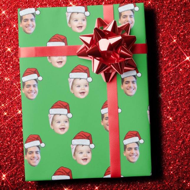 Anpassningsbar Santa Hat Ansikte jul Gift 2 Photo  Presentpapper (Skapare uppladdad)