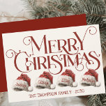 Anpassningsbar Santa Hat-familjen med 4 Röda God j Julkort<br><div class="desc">Anpassningsbarna Santa Hat-familjen med 4 Röda God jul-Helgdag är ett festligt och personlig sätt att fira julhelgen med dina kära. Designad för en familj med fyra, med det här charmkortet spelande rödtomtehattar, som fångar julandan utan att behöva ett foto. Dess glansfulla "God jul" hälsning i ett typsnitt av vintagen ger...</div>