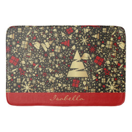 Anpassningsbar Santa Hat Snöflingor Stars Julgran Badrumsmatta