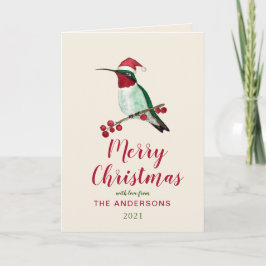 Anpassningsbar Santa Hummingbird Helgdag Card Helgkort