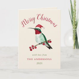 Anpassningsbar Santa Hummingbird Helgdag Card Helgkort