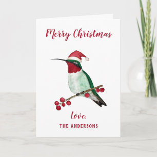 Anpassningsbar Santa Hummingbird Helgkort