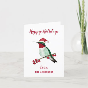 Anpassningsbar Santa Hummingbird Helgkort