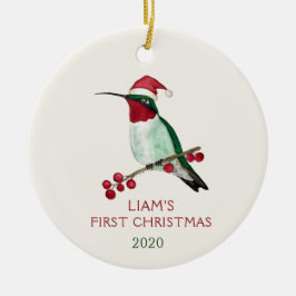 Anpassningsbar Santa Hummingbird Julgransprydnad Keramik
