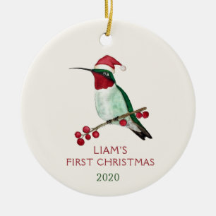 Anpassningsbar Santa Hummingbird Julgransprydnad Keramik