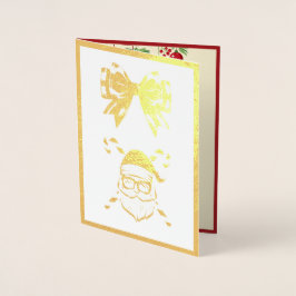 Anpassningsbar Santa in Shades and Kor Käpp jul Folierat Kort