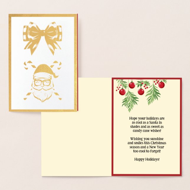 Anpassningsbar Santa in Shades and Kor Käpp jul Folierat Kort (Display)