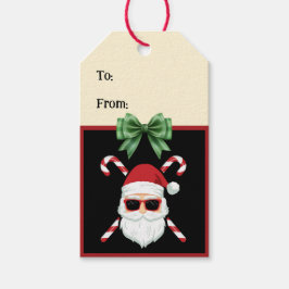 Anpassningsbar Santa med Kor Käpp Hälsning Presentetikett