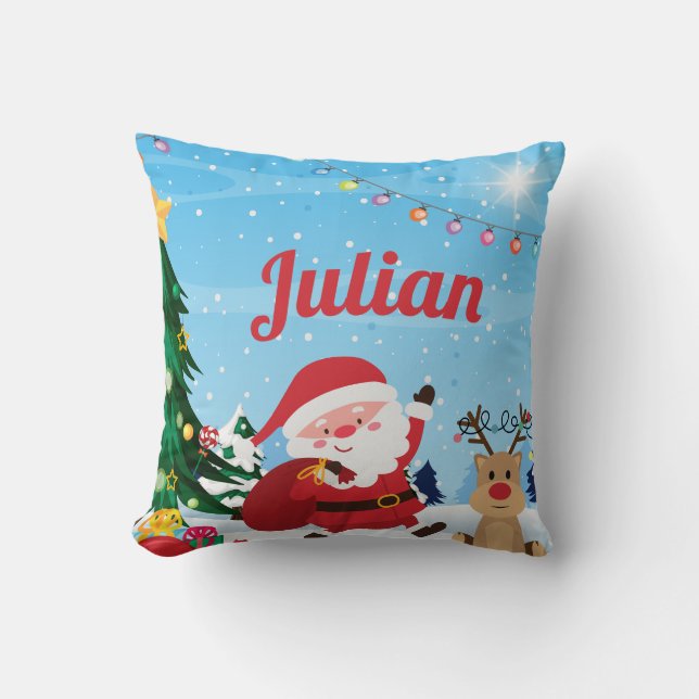 Anpassningsbar Santa Namn Kids Pillow Kudde (Framsida)