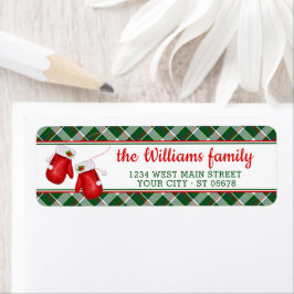 Anpassningsbar Santa Red Mittens Red Grönt Play Mö Returadress Etikett