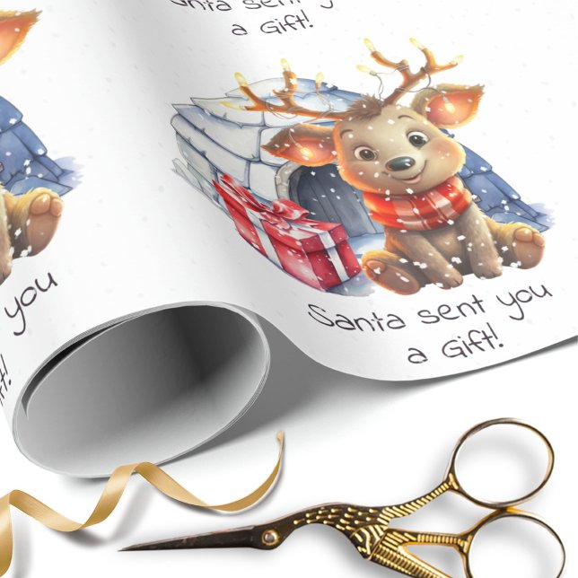 Anpassningsbar Santa Reindeer Snö Cute Kids jul Presentpapper (Skapare uppladdad)
