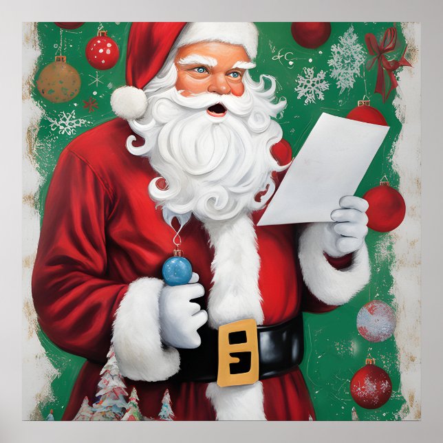 Anpassningsbar Santa Tro Art, jultomten Helgdag Poster (Framsidan)
