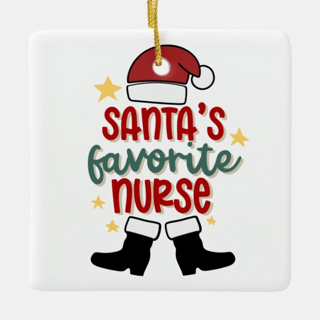 Anpassningsbar Santa's Favorite Nurse Ornament (Framsida)