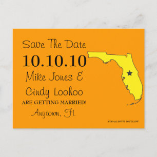 Anpassningsbar Save the Date Stat - FLORIDA Meddelande Vykort