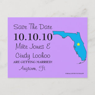 Anpassningsbar Save the Date Stat - FLORIDA Meddelande Vykort