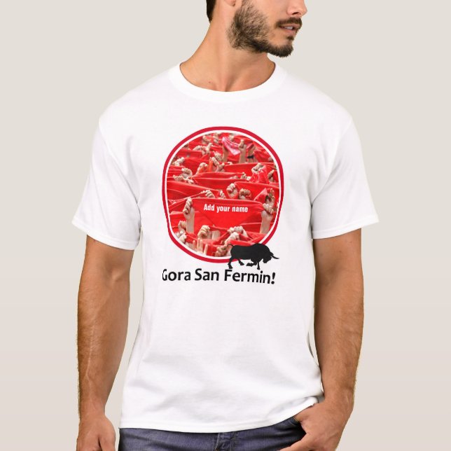 Anpassningsbar scarf, San Fermin encierro, tjur sp T Shirt (Framsida)