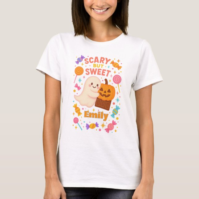 Anpassningsbar Scary Sweet Halloween T-Shirt (Framsida)