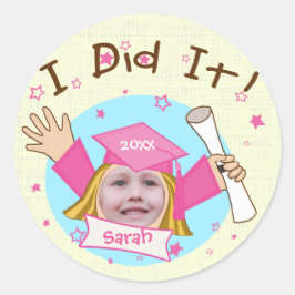 Anpassningsbar School Girl's Grad Studenten Sticke Runt Klistermärke