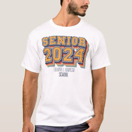 Anpassningsbar School Namn Senior 2024 Grad T Shirt