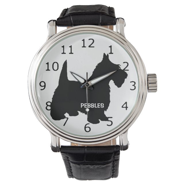 ANPASSNINGSBAR Scottish Terrier Hund Silhouette Armbandsur (Framsida)