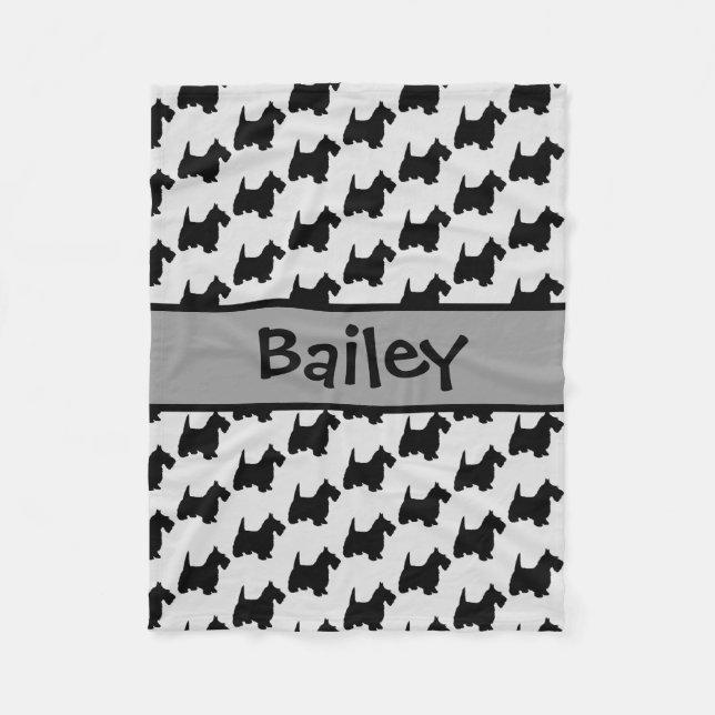 Anpassningsbar Scottish Terrier Hund Silhouette Fleecefilt (Framsidan)