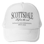 Anpassningsbar Scottsdale Före Veil Bachelorette Keps<br><div class="desc">Få redot att vända huvudet i Skottland med vår Anpassningsbar "Scottsdale before the Veil" Bachelorette-Truckerkepsen, det ultimata tillbehör till din lyxbakterie äventyr. Vare sig du träffar staden för en natt ut eller utforskar öknen för varje dag, så är det här hatten en must-have för ditt Scottsdale-bachelorette-parti. Den här truckerkepsen är...</div>